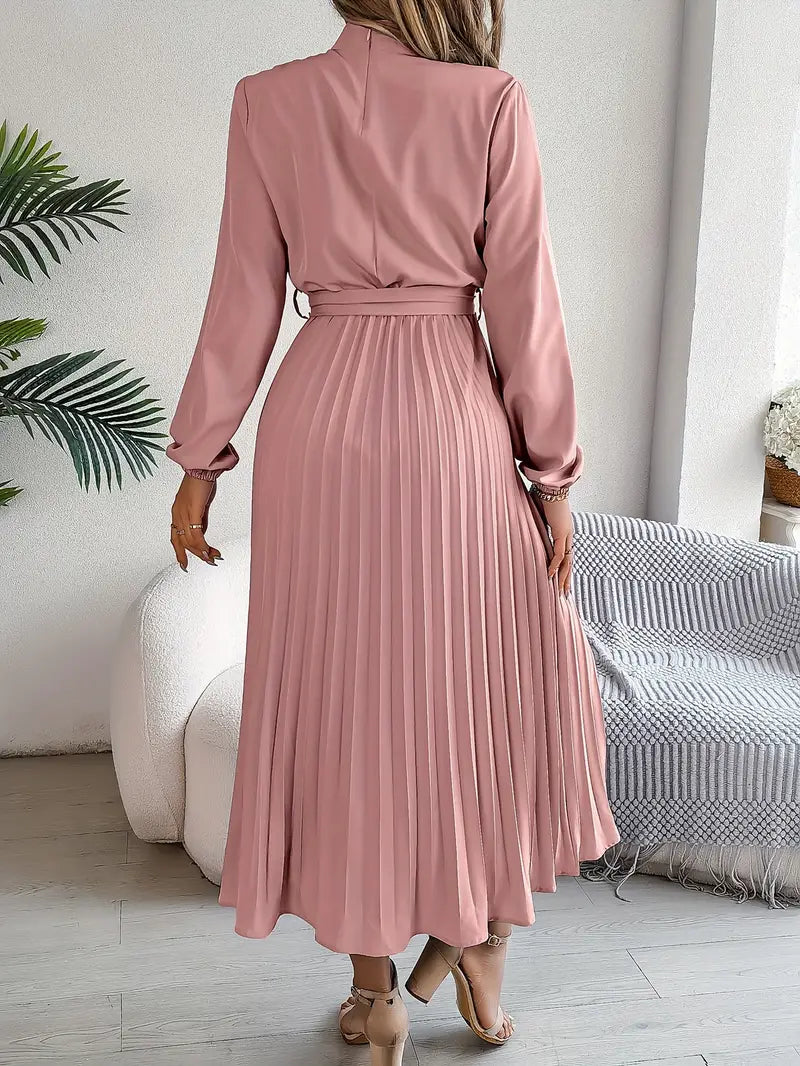 Isabelle | Midi-jurk met lange mouwen en ceintuur