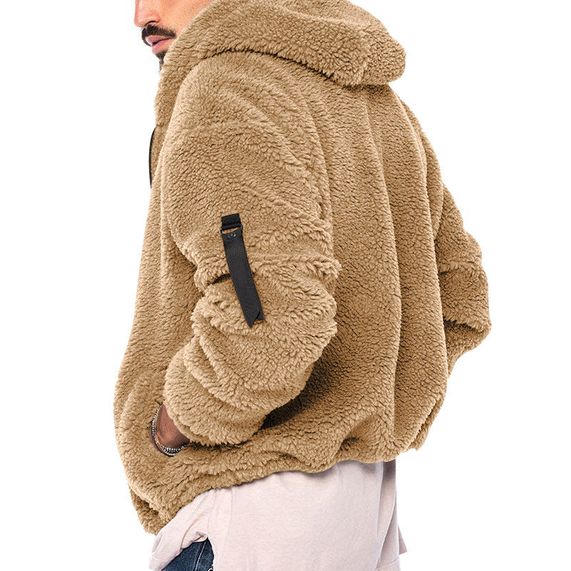 Teddy jas heren met capuchon, omkeerbaar en warm