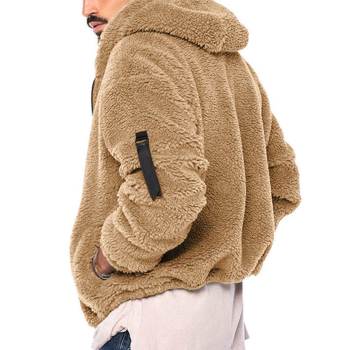 Teddy jas heren met capuchon, omkeerbaar en warm