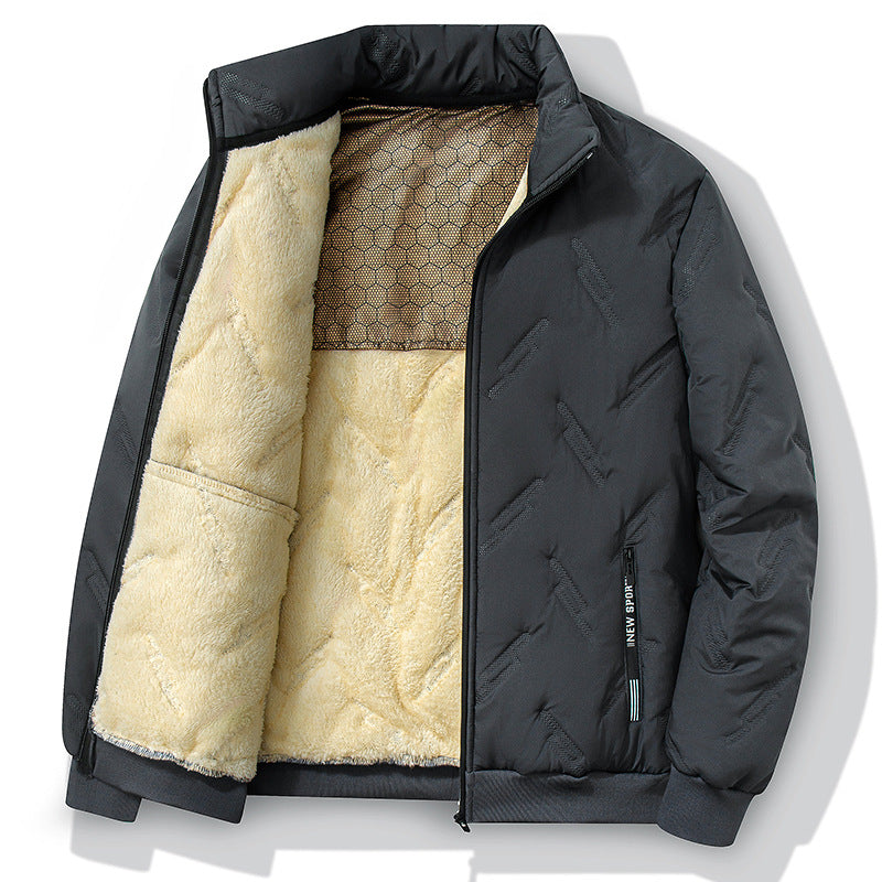 Gewatteerde herenwinterjas met warme fleece-voering en dikke vulling