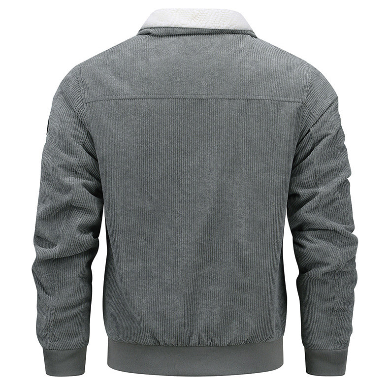 Warme herenwinterjas met fleece, revers en zakken, winddicht en dik