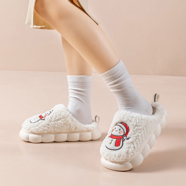 Pluche sneeuwpop pantoffels met dikke antislipzool