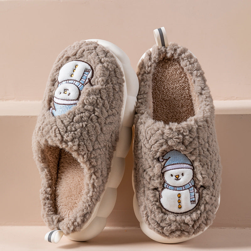 Pluche sneeuwpop pantoffels met dikke antislipzool