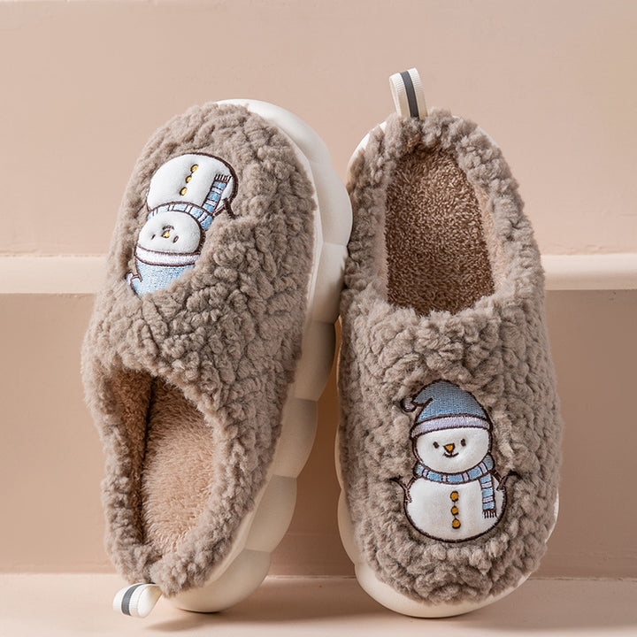 Pluche sneeuwpop pantoffels met dikke antislipzool