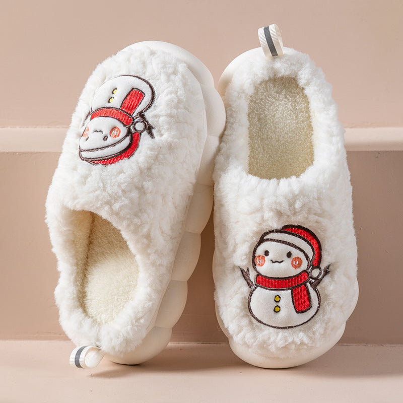 Pluche sneeuwpop pantoffels met dikke antislipzool