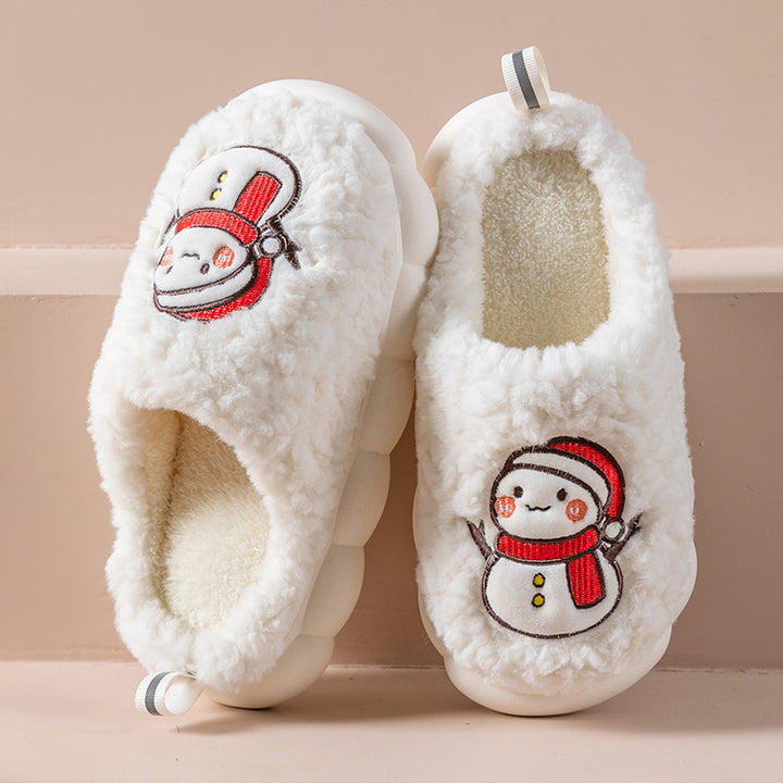 Pluche sneeuwpop pantoffels met dikke antislipzool