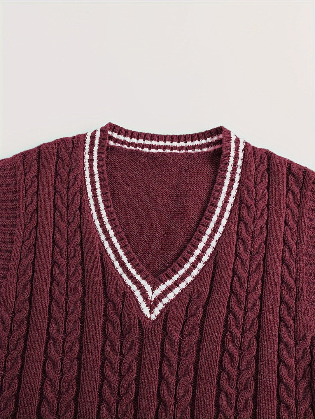 Gideon | Kabelgebreide V-Hals Sweater Vest