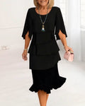Patricia | Elegante Mid Sleeve Ruffle Jurk