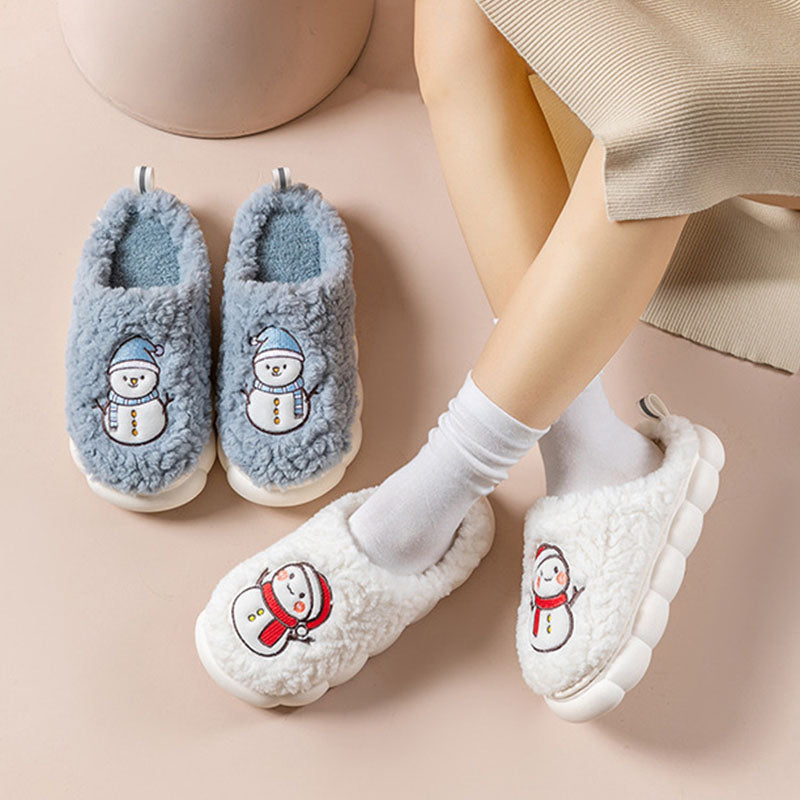 Pluche sneeuwpop pantoffels met dikke antislipzool