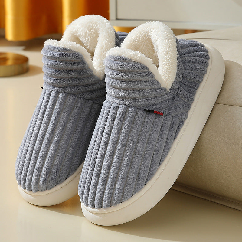 Warme pluche pantoffels met strepen, voor dames en heren