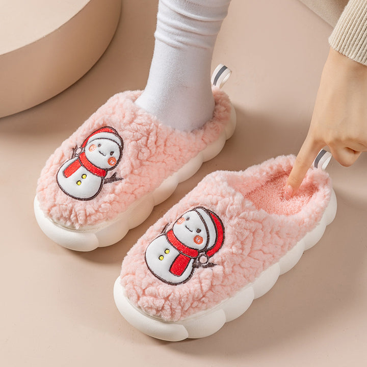 Pluche sneeuwpop pantoffels met dikke antislipzool