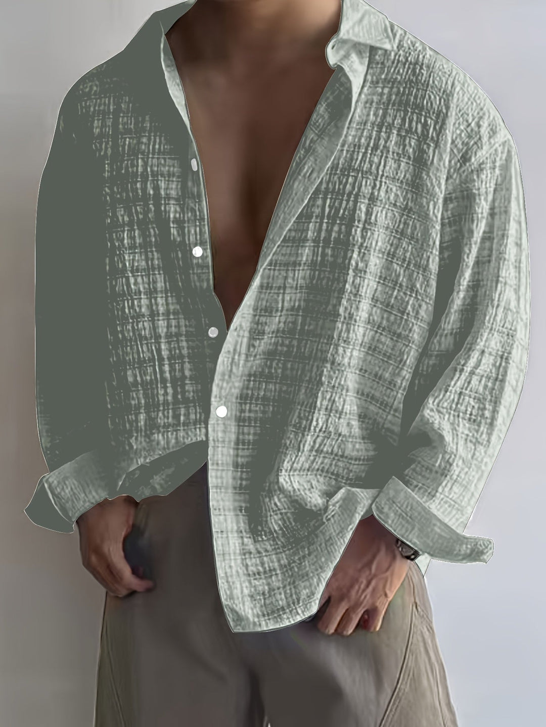 Rafael | Ontspannen Textured Lange Mouwen Shirt