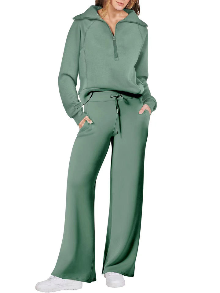 Sportieve tweedelige damesset in effen kleur voor herfst en winter