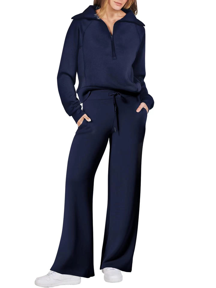 Sportieve tweedelige damesset in effen kleur voor herfst en winter