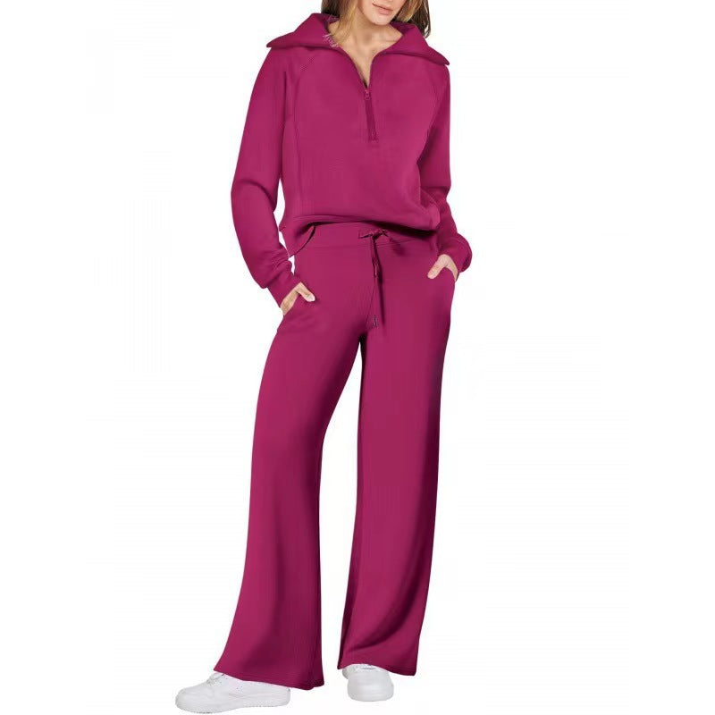 Sportieve tweedelige damesset in effen kleur voor herfst en winter