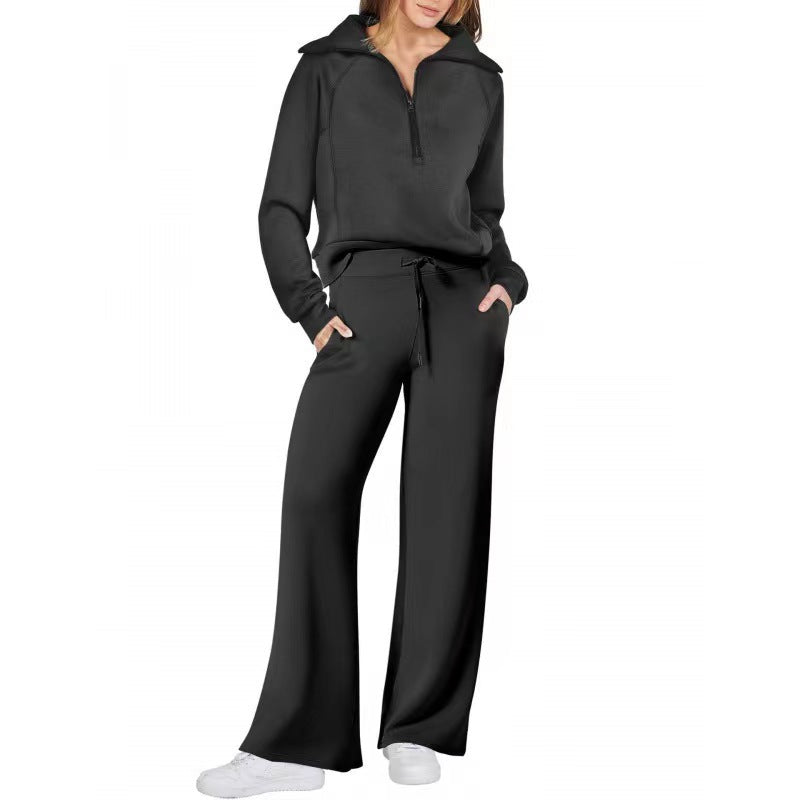 Sportieve tweedelige damesset in effen kleur voor herfst en winter