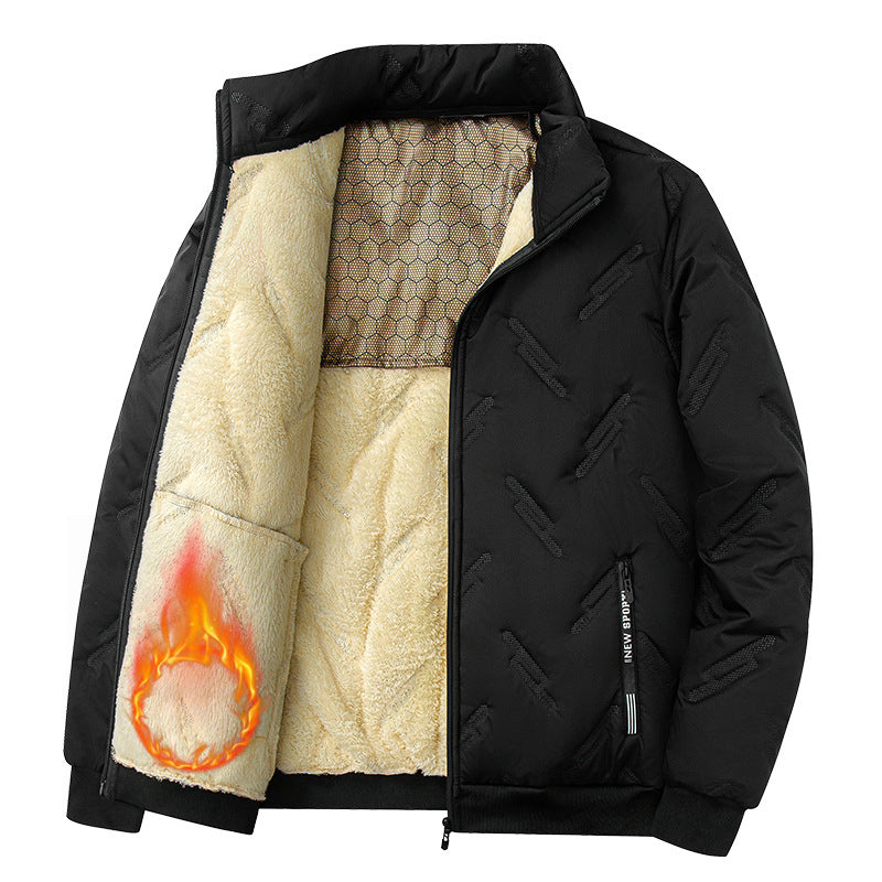 Gewatteerde herenwinterjas met warme fleece-voering en dikke vulling