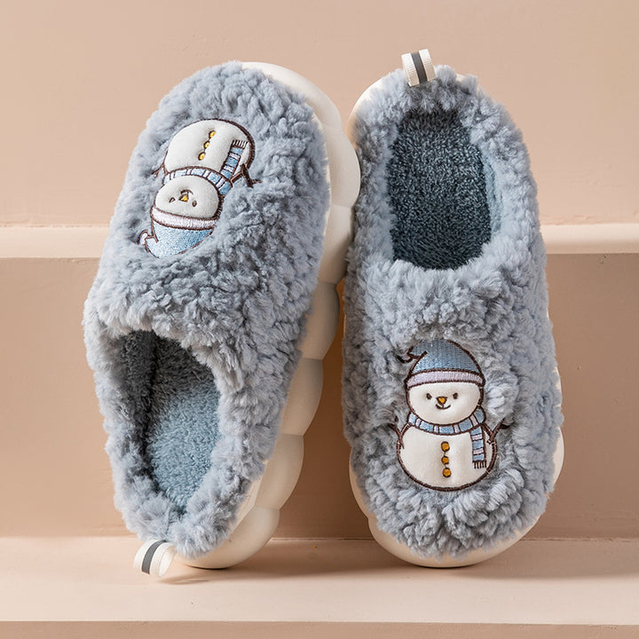Pluche sneeuwpop pantoffels met dikke antislipzool