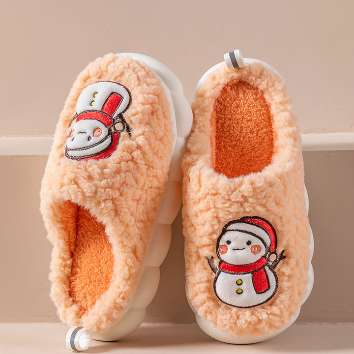 Pluche sneeuwpop pantoffels met dikke antislipzool