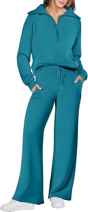 Sportieve tweedelige damesset in effen kleur voor herfst en winter