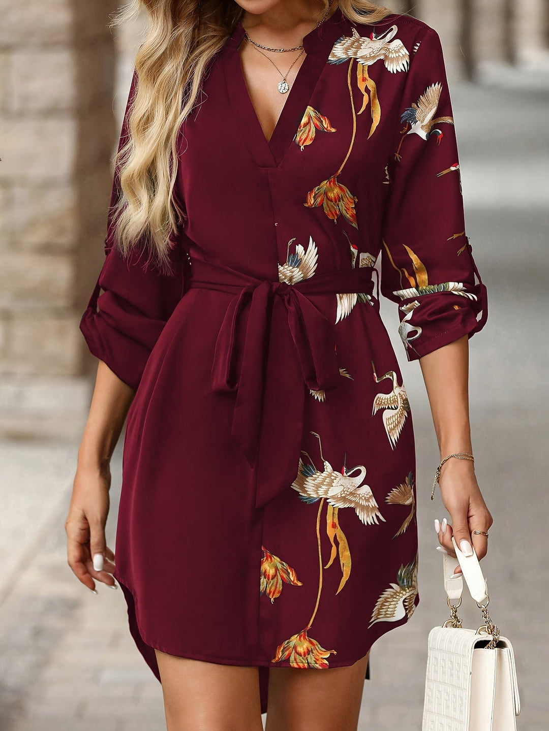 Gemma | Gekleed Print Hemdblouse Jurk