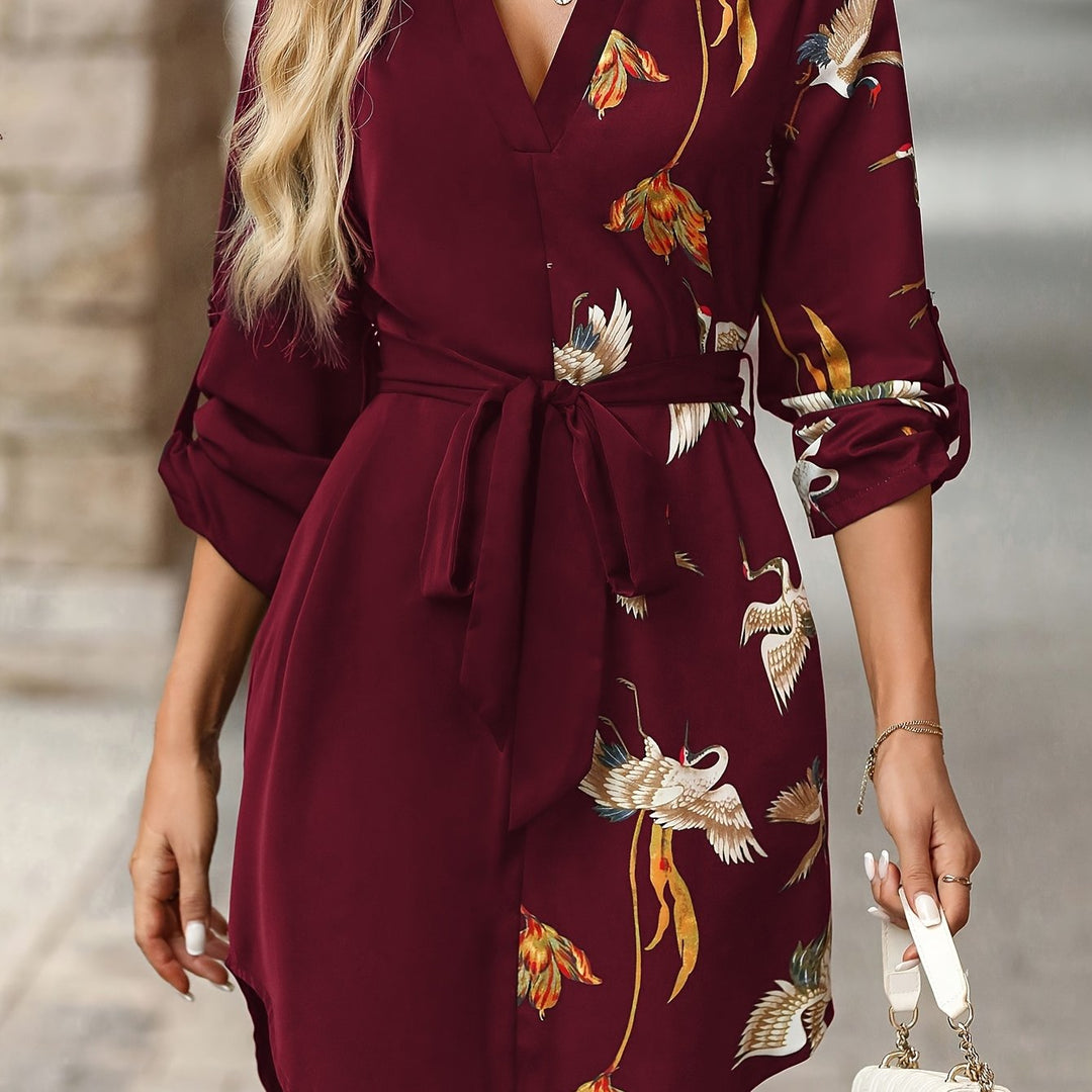 Gemma | Gekleed Print Hemdblouse Jurk