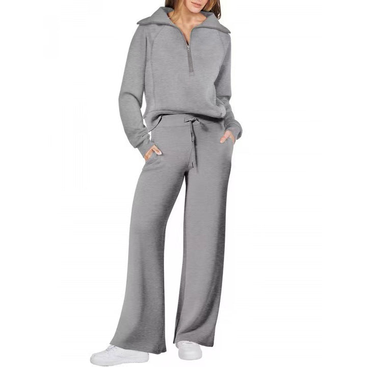 Sportieve tweedelige damesset in effen kleur voor herfst en winter