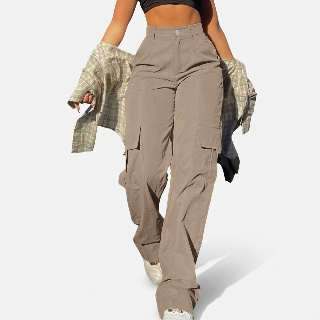 Bonnie | Hoge Taille Wijde Cargo Broek