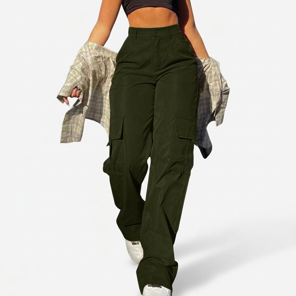 Bonnie | Hoge Taille Wijde Cargo Broek