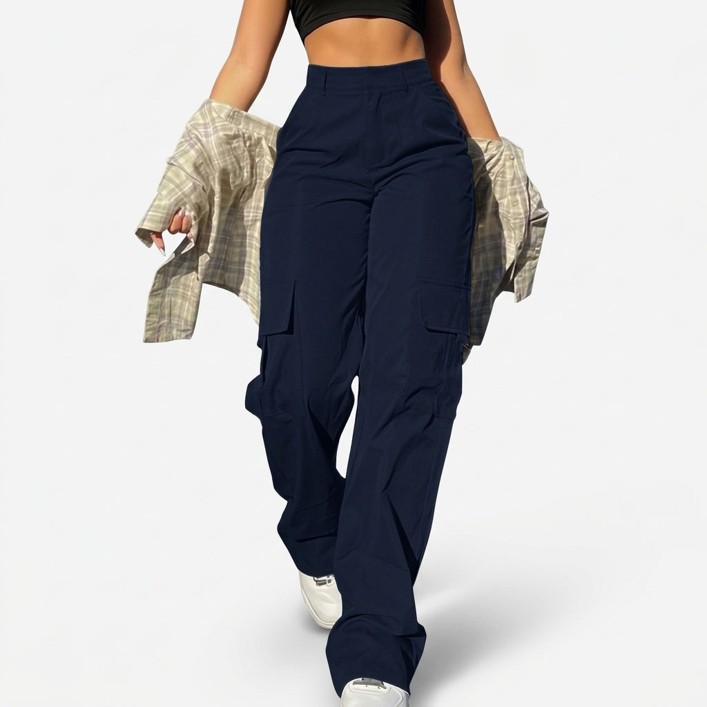 Bonnie | Hoge Taille Wijde Cargo Broek