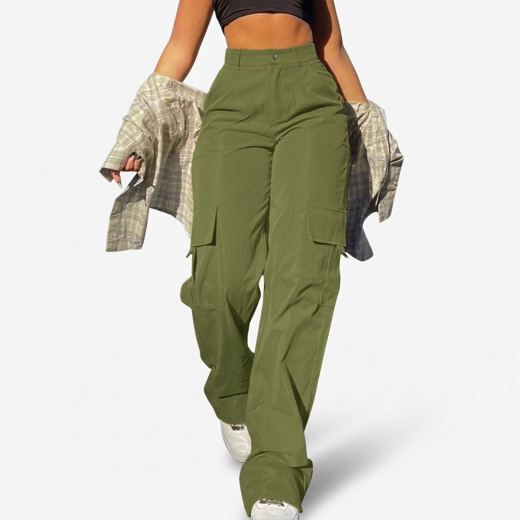 Bonnie | Hoge Taille Wijde Cargo Broek
