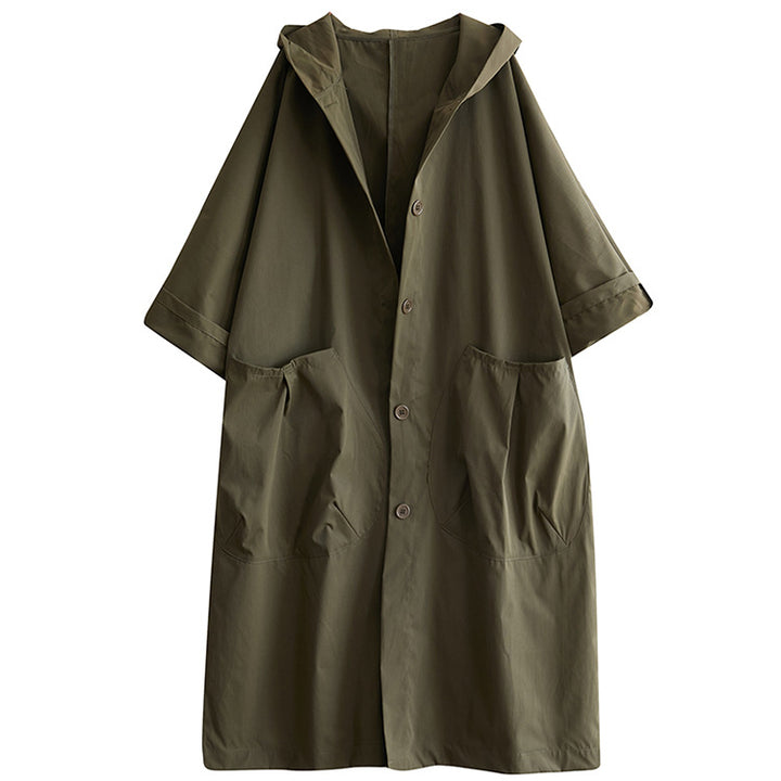 Dames Oversized Trenchcoat met Capuchon en Lange Snit