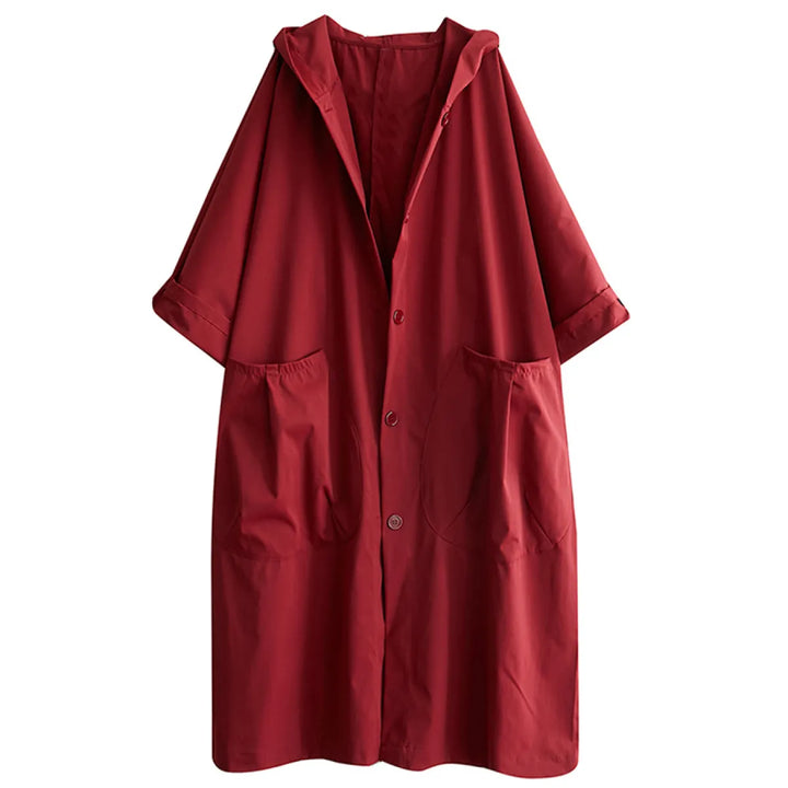 Dames Oversized Trenchcoat met Capuchon en Lange Snit