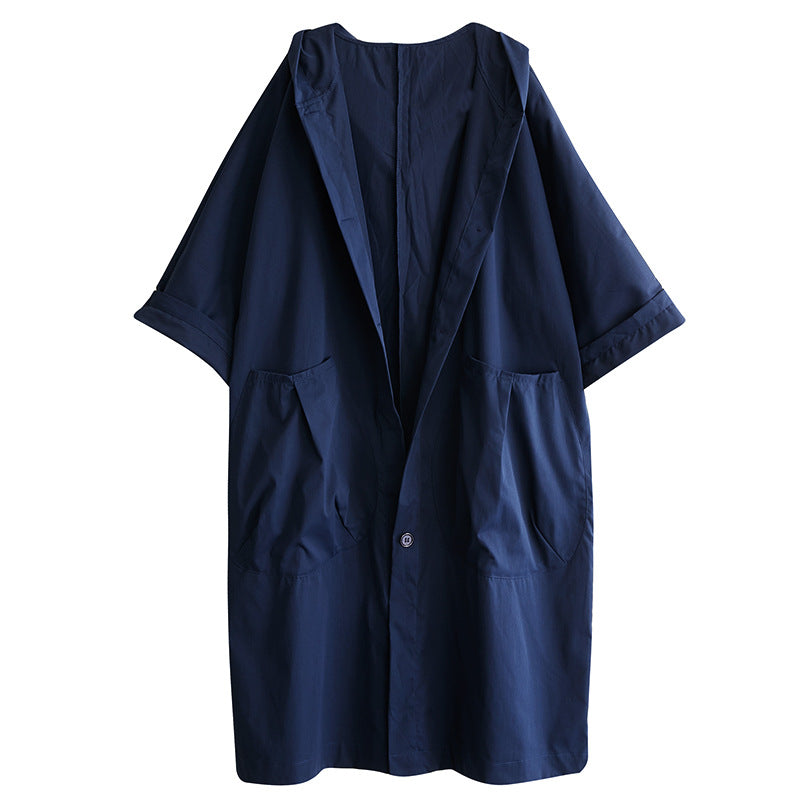 Dames Oversized Trenchcoat met Capuchon en Lange Snit