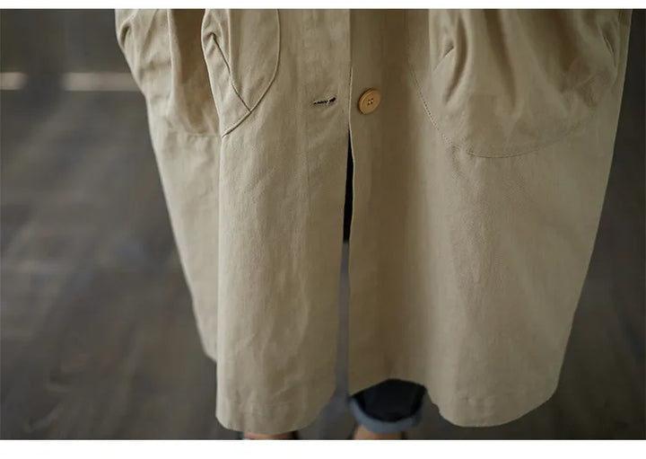 Dames Oversized Trenchcoat met Capuchon en Lange Snit