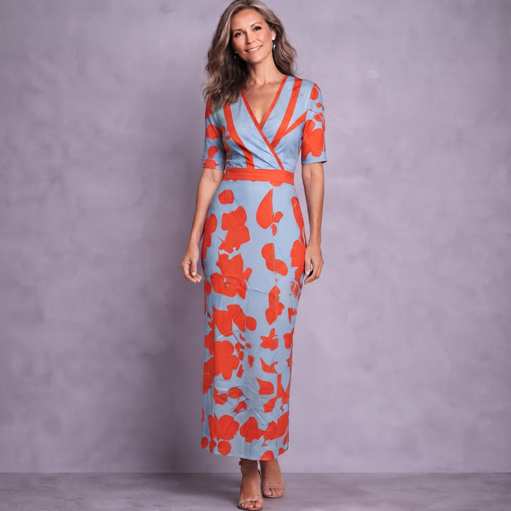 Emilia | Elegante Maxi Jurk met Middellange Mouwen