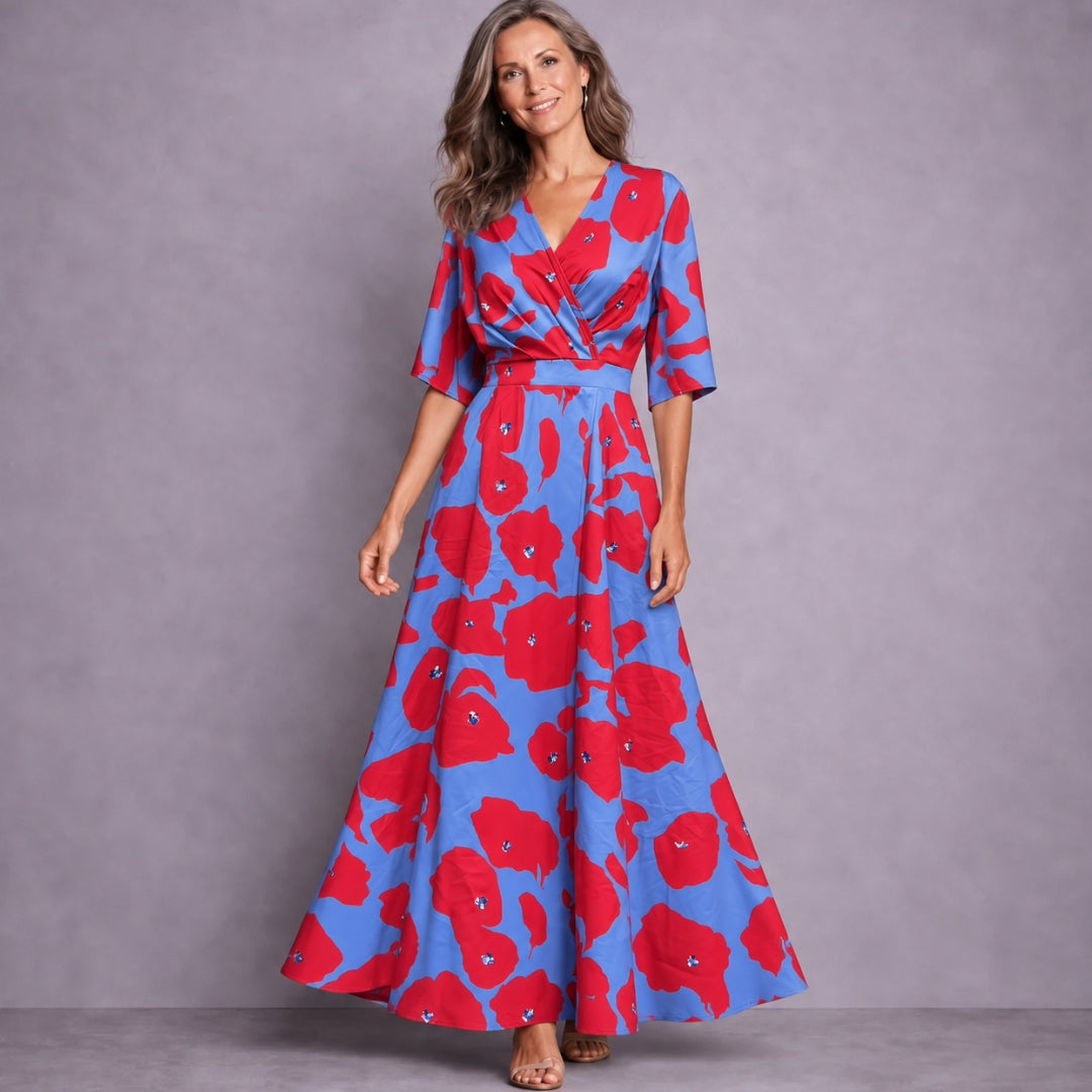 Emilia | Elegante Maxi Jurk met Middellange Mouwen