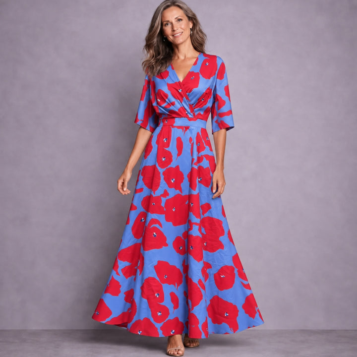 Emilia | Elegante Maxi Jurk met Middellange Mouwen