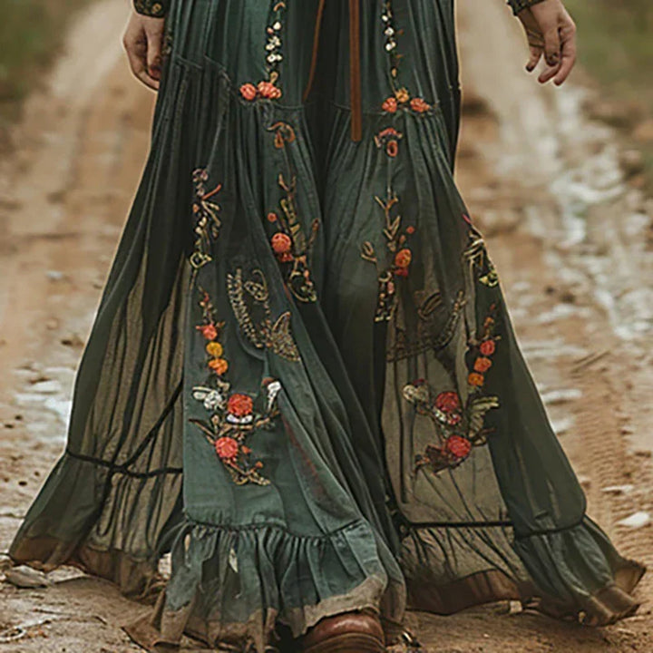Rosetta | Geborduurde Boheemse Maxi Jurk