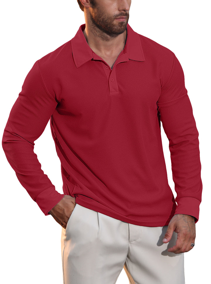 Gareth | Getextureerde Lange Mouwen Polo Shirt