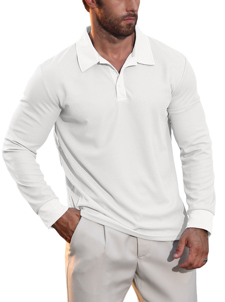 Gareth | Getextureerde Lange Mouwen Polo Shirt