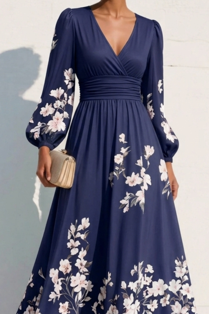 Monroe | V-Hals Chiffon Bloemen Midi Jurk