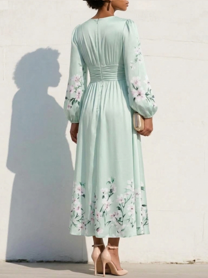 Monroe | V-Hals Chiffon Bloemen Midi Jurk
