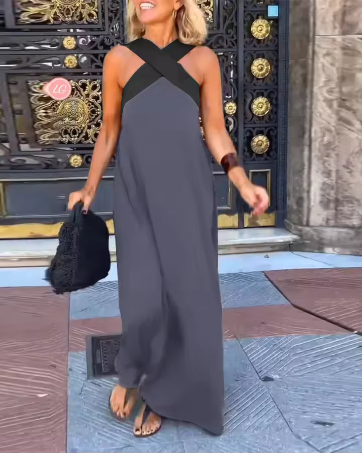 Carolina | Vintage Hollow Shoulder Maxi Jurk