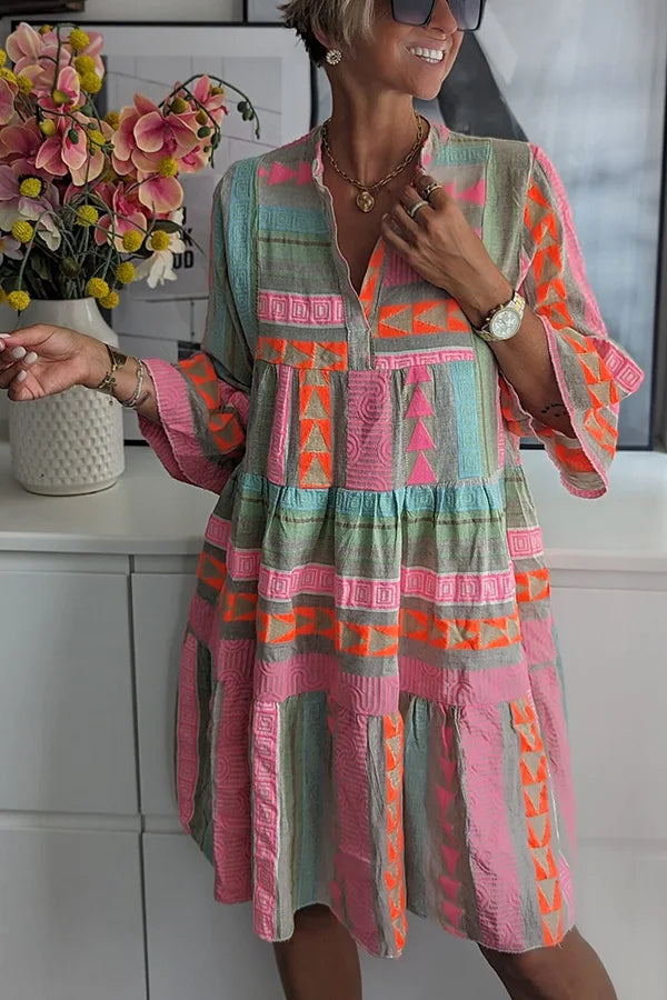 Mariah | Elegante Boho Jurk met Wijde Mouwen