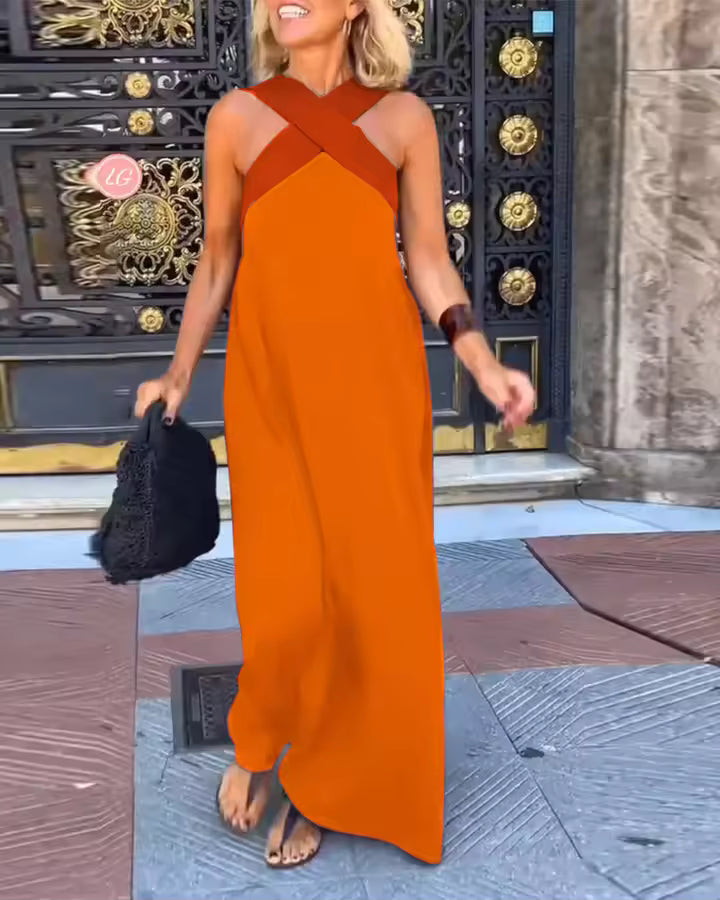 Carolina | Vintage Hollow Shoulder Maxi Jurk