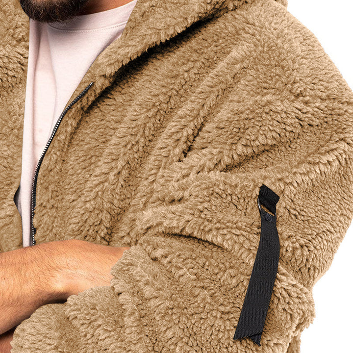 Teddy jas heren met capuchon, omkeerbaar en warm