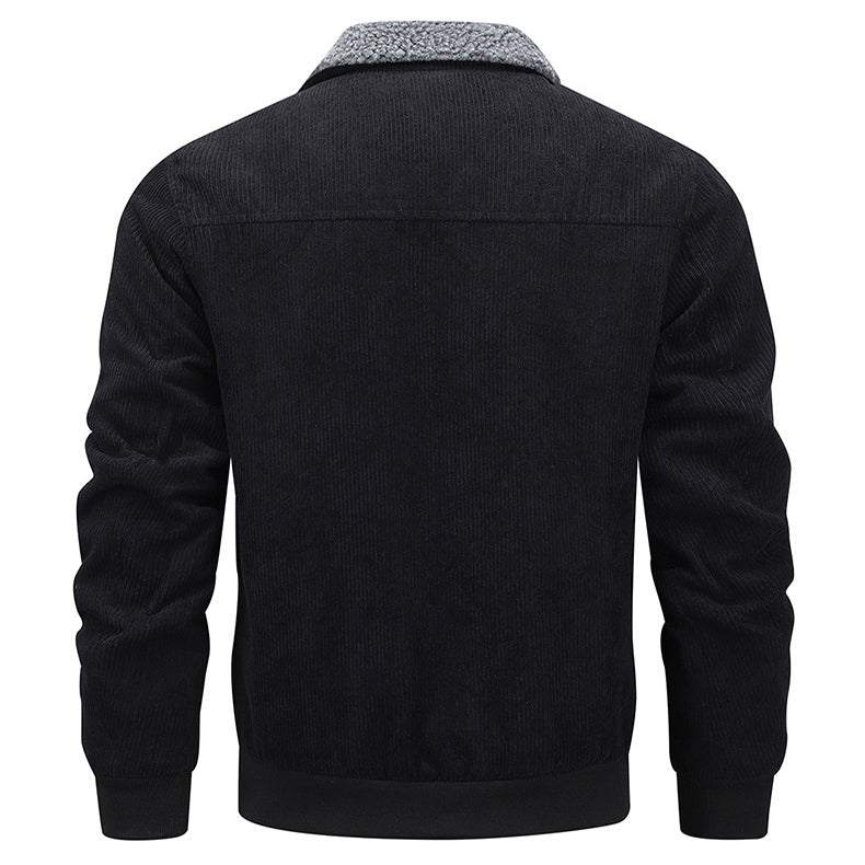 Warme herenwinterjas met fleece, revers en zakken, winddicht en dik