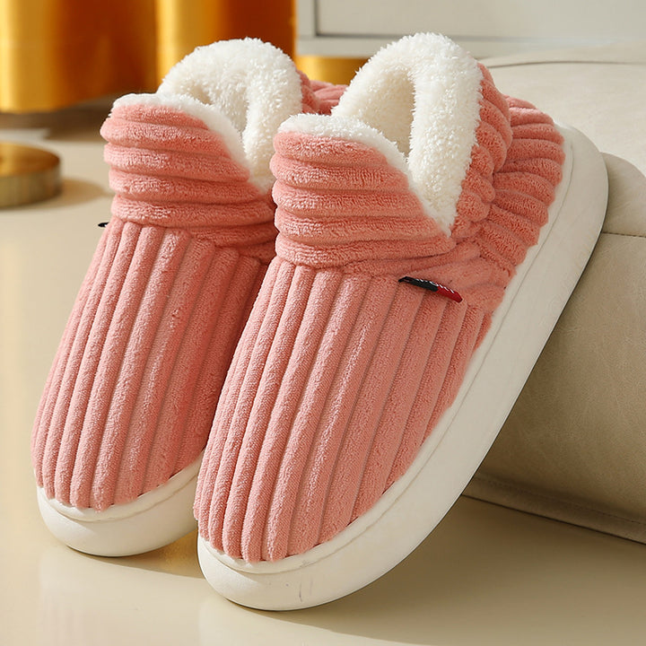 Warme pluche pantoffels met strepen, voor dames en heren