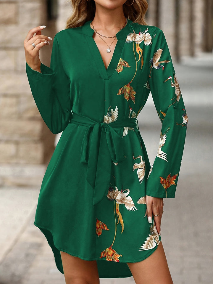 Gemma | Gekleed Print Hemdblouse Jurk